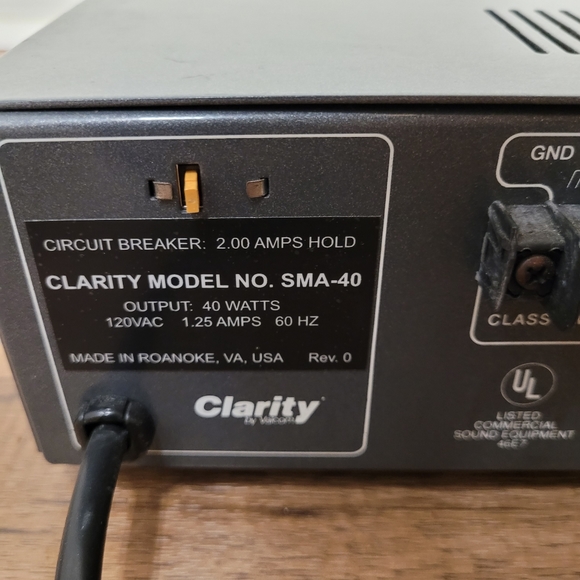 Clarity SMA-40 Mixer Amplifier 40W Audio Power 4 Channel EQ by Valcom - Picture 9 of 9